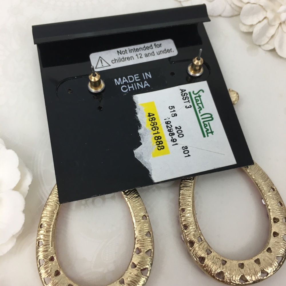 FLORAL DANGLE EARRINGS NWT Robert Rose RHINESTONE - Picture 4 of 4